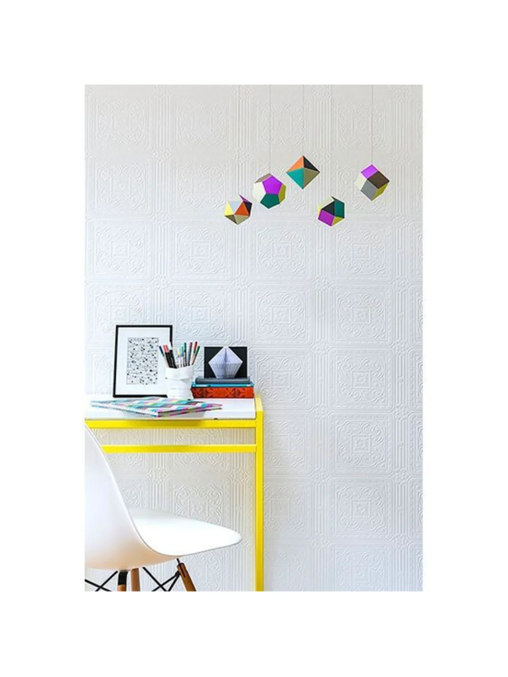 Brewster Home Anaglypta White Turner Tile Luxury Vinyl Paintable Wallpaper